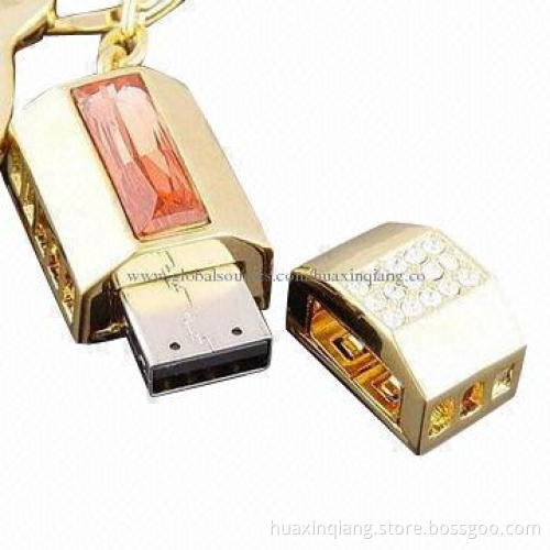 Diamond USB Flash Drive, 128MB-64GB Capacity, Metal+Diamond Housing, 5 Years Warranty, USB 2.0/3.0
